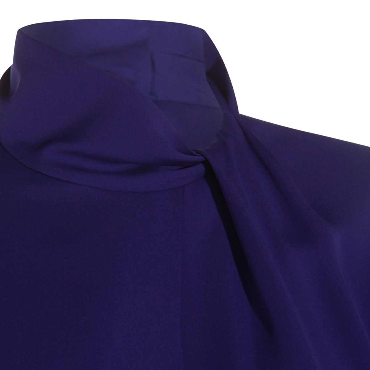 Satin-Finish Long-Sleeved Top with Draped Detail
