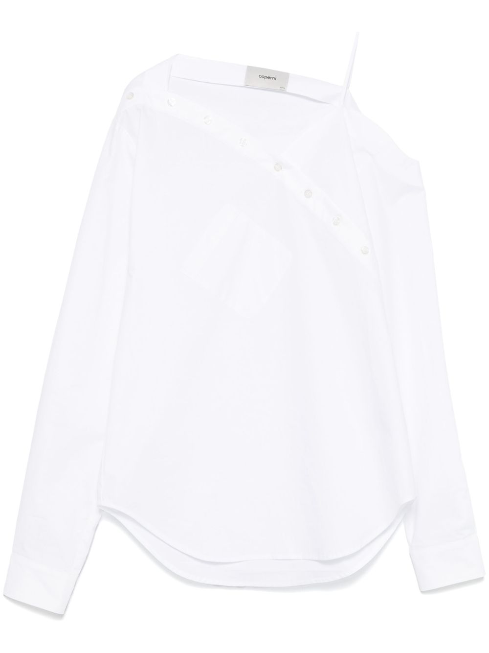 Asymmetrical White Top With Off-Center Button