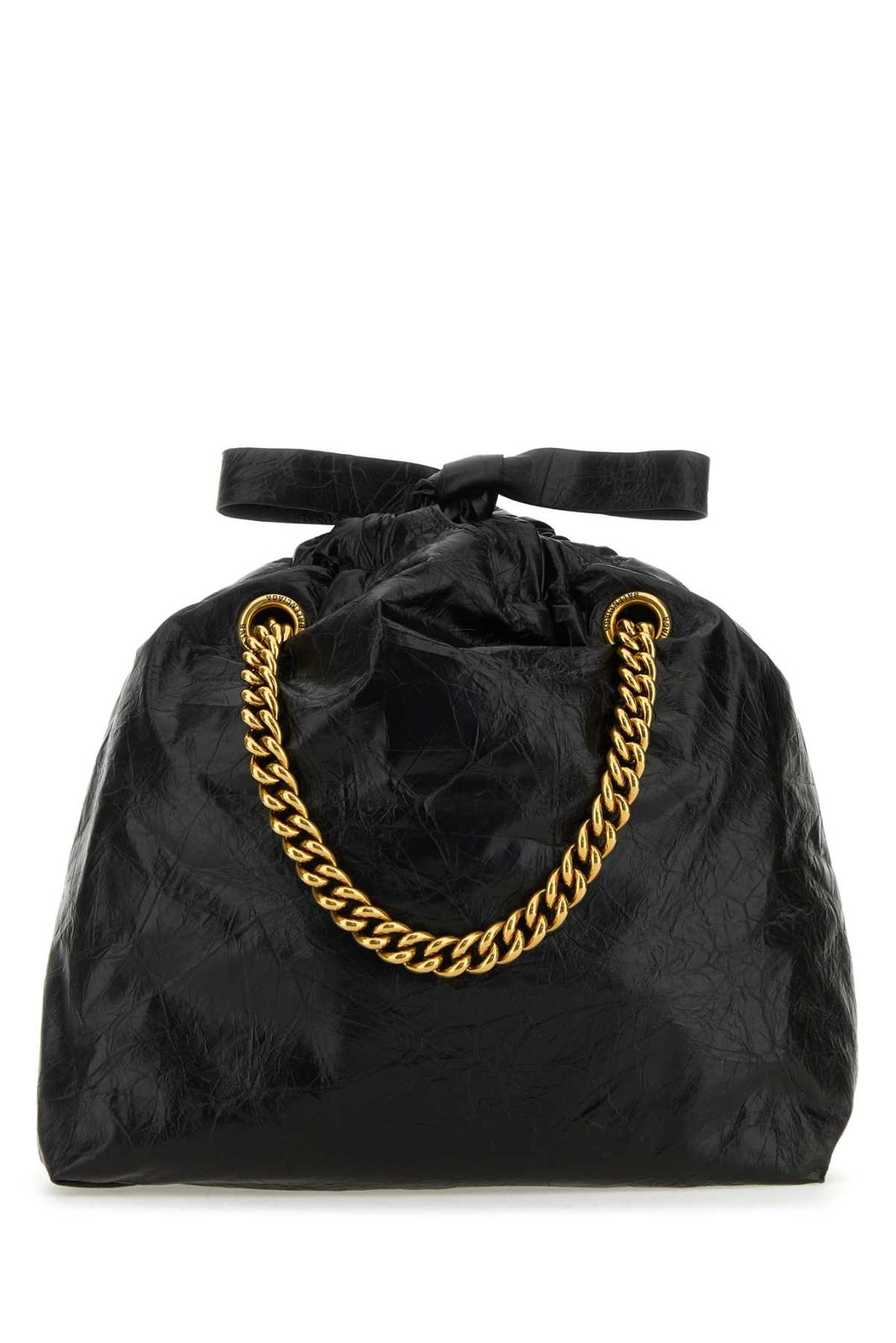 Glossy Calf Leather Tote Bag With Gold-Chain Handle