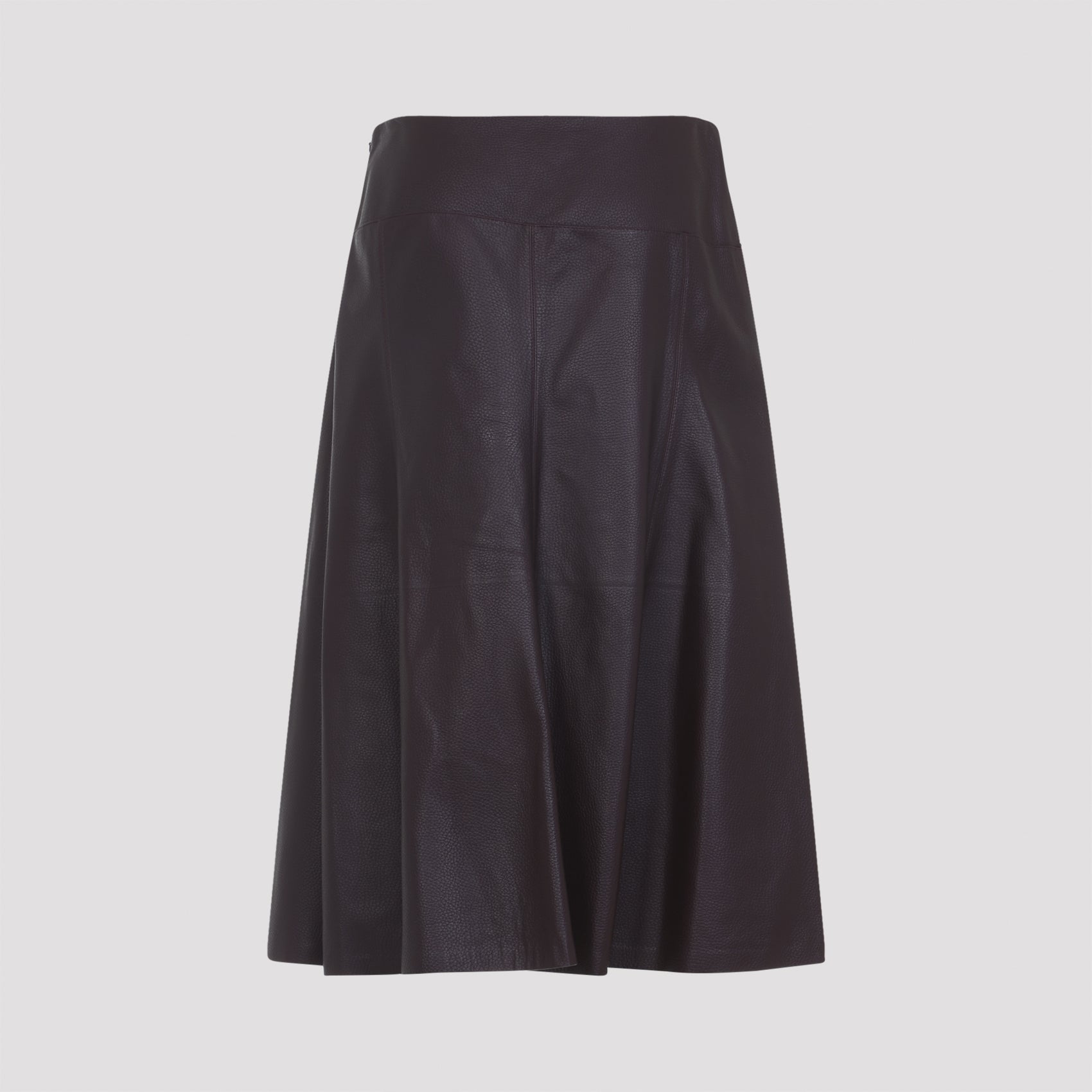 Knee-Length Lamb Leather Skirt With Flared Silhouette