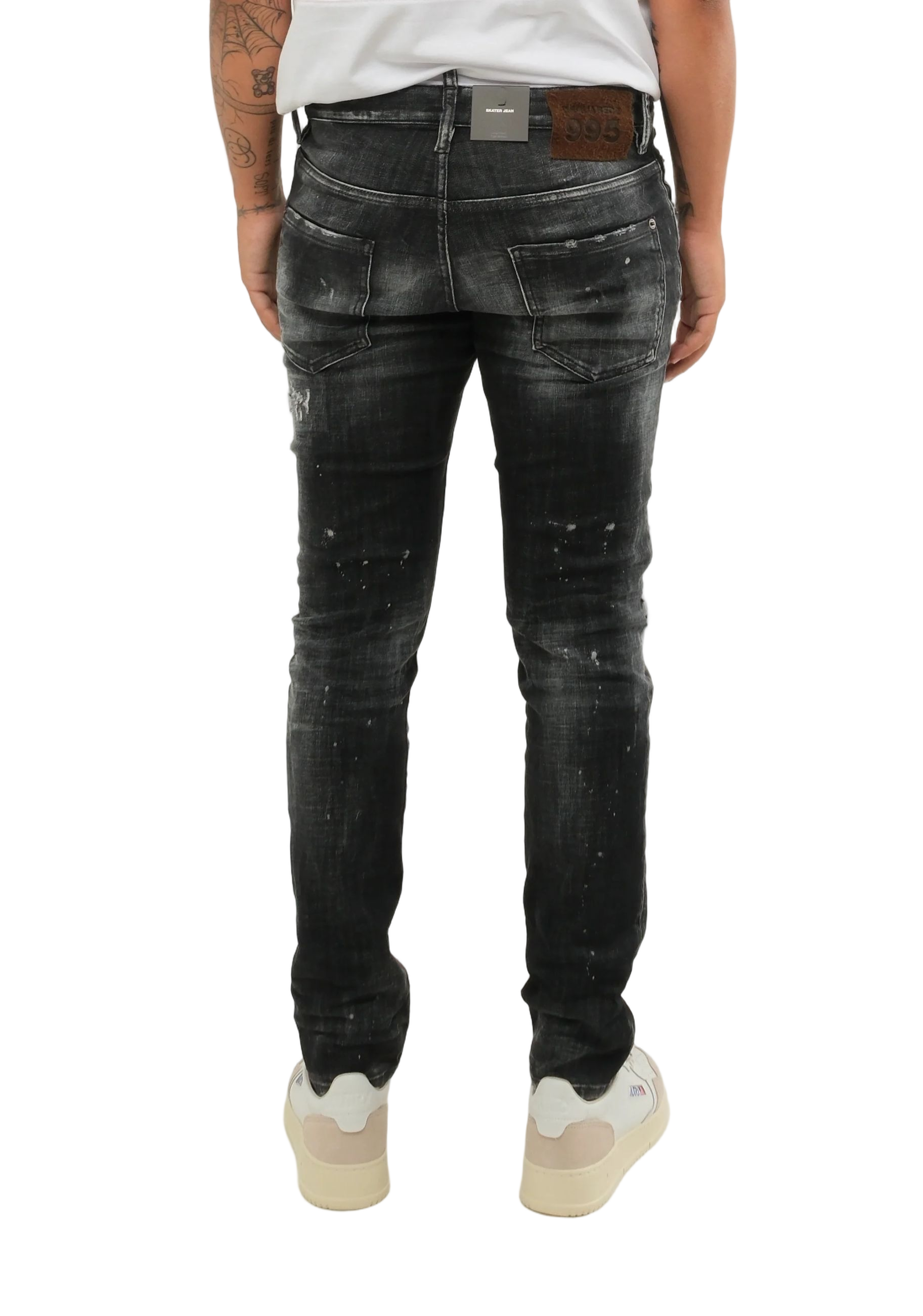 Slim-fit Black Jeans with Distressed Detailing