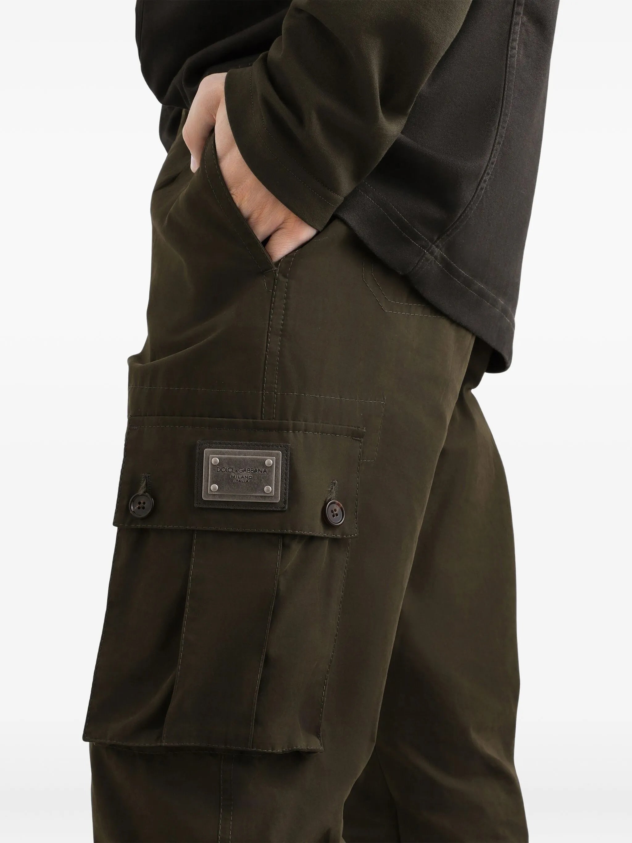 Black Cropped Cargo Flap Pocket Pants