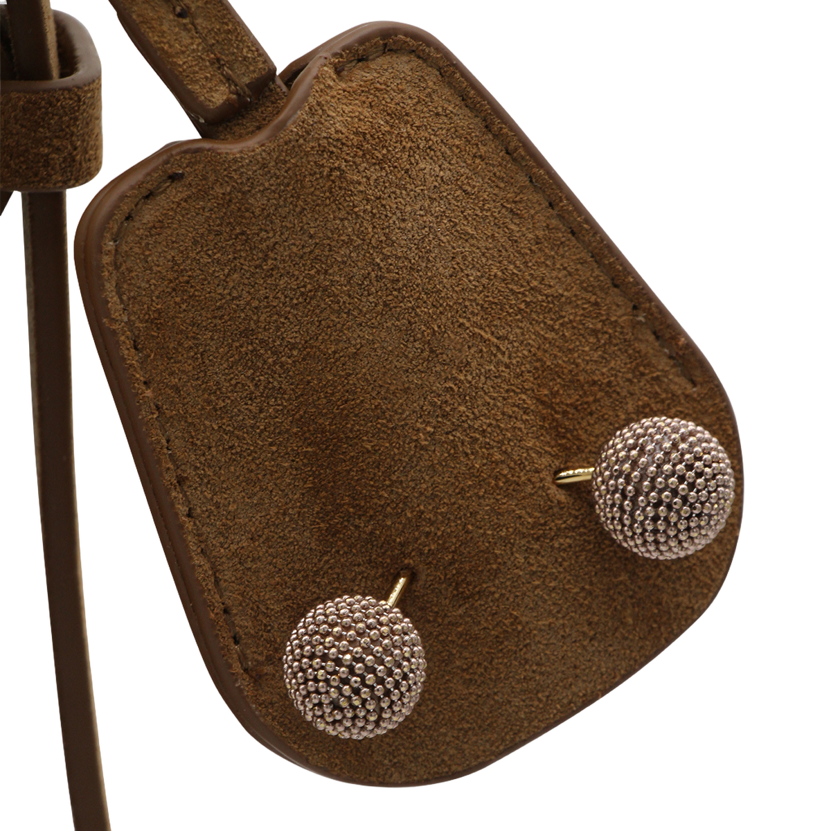 Crescent-Shaped Brown Suede Bag with Adjustable Strap