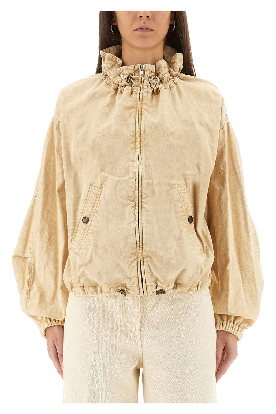 Cropped Jacket with Gathered Collar