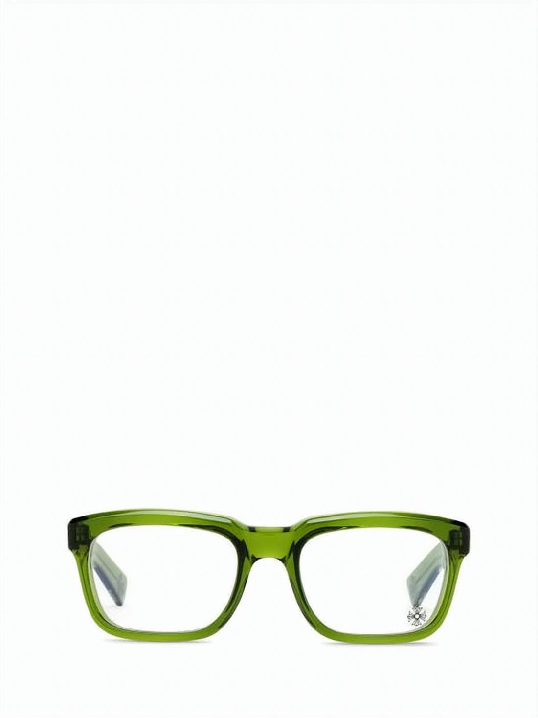 Translucent Green Acetate Sunglasses With Silver Detailing