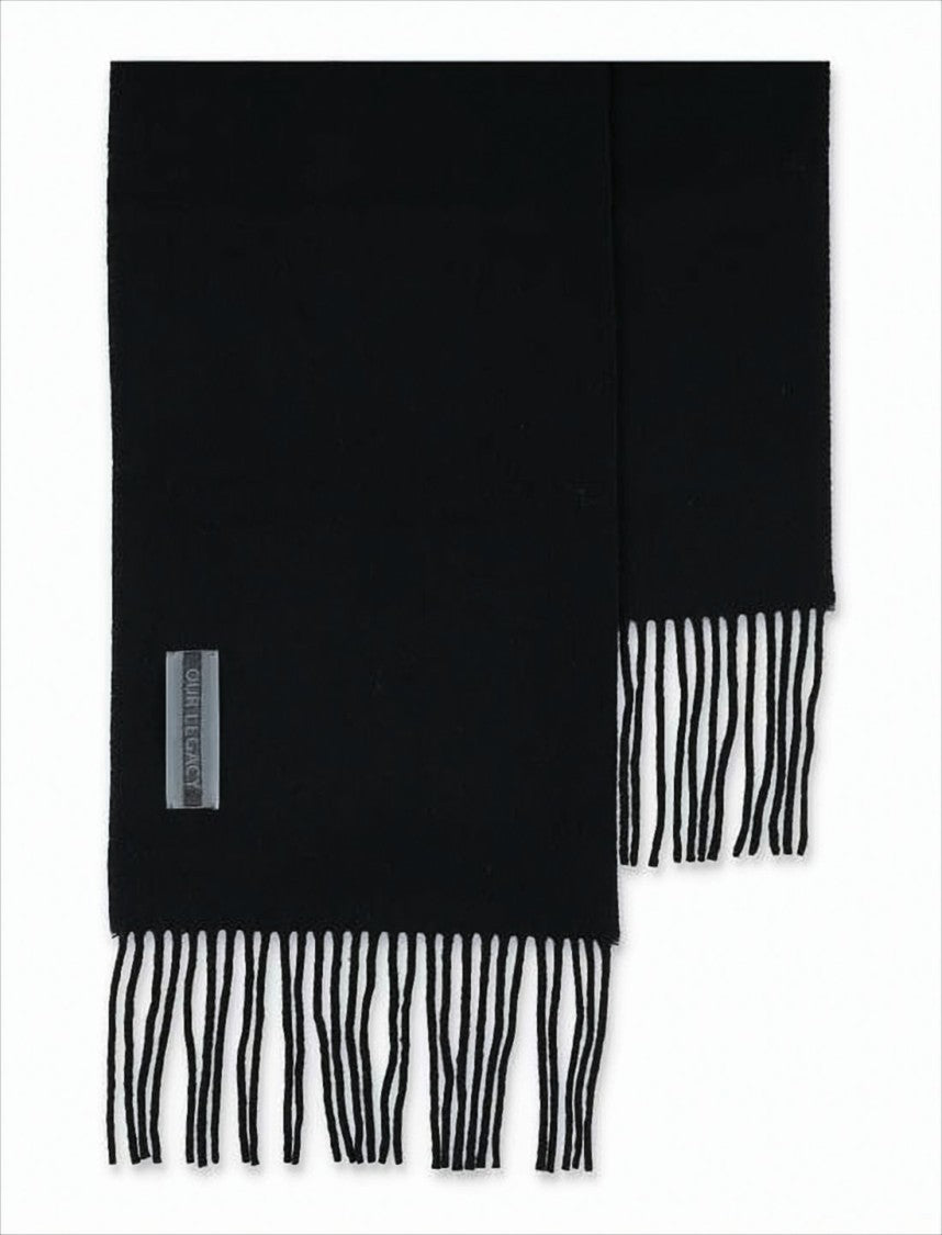 Rectangular Black Wool Scarf