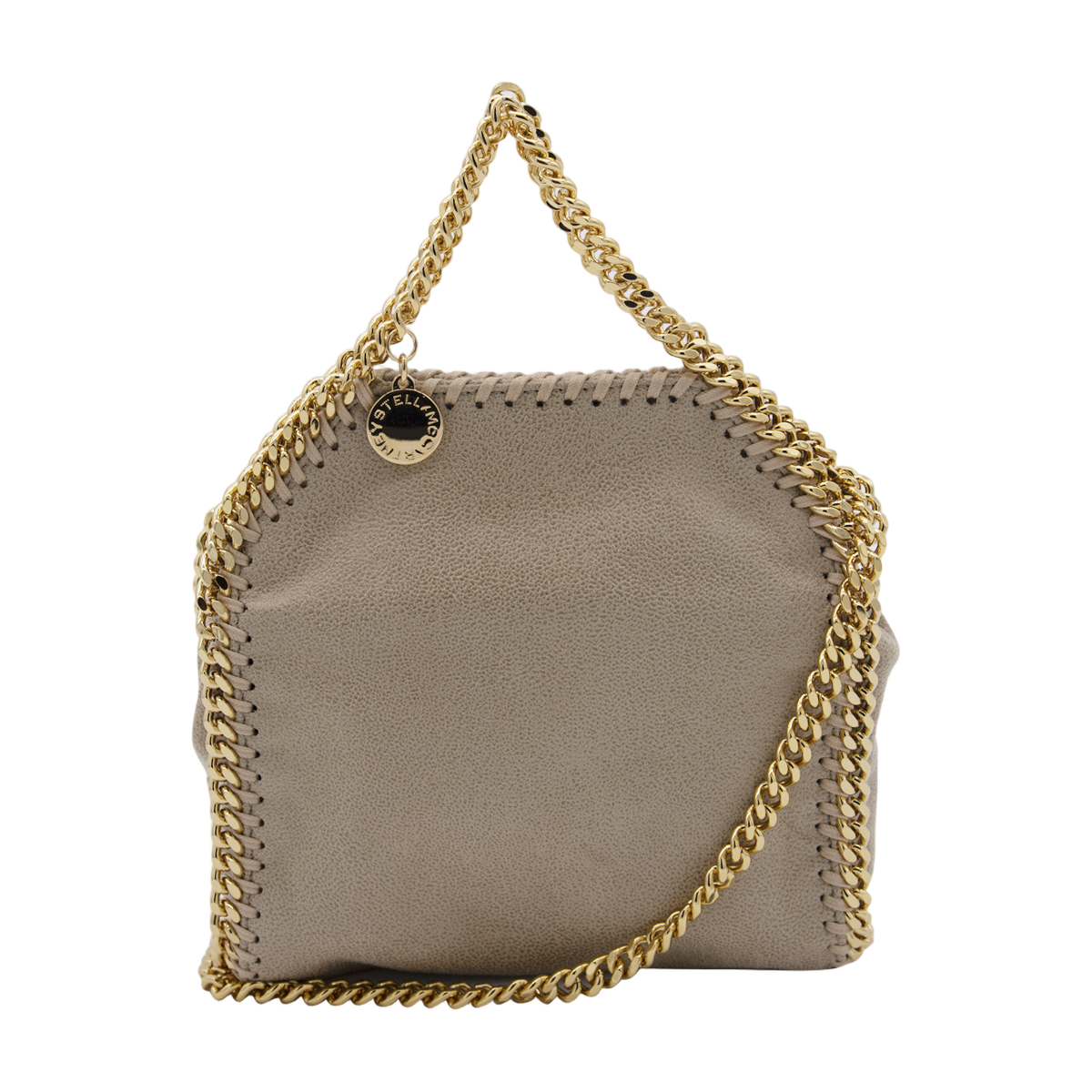 Square-shaped Taupe Bag with Gold Chain Detailing