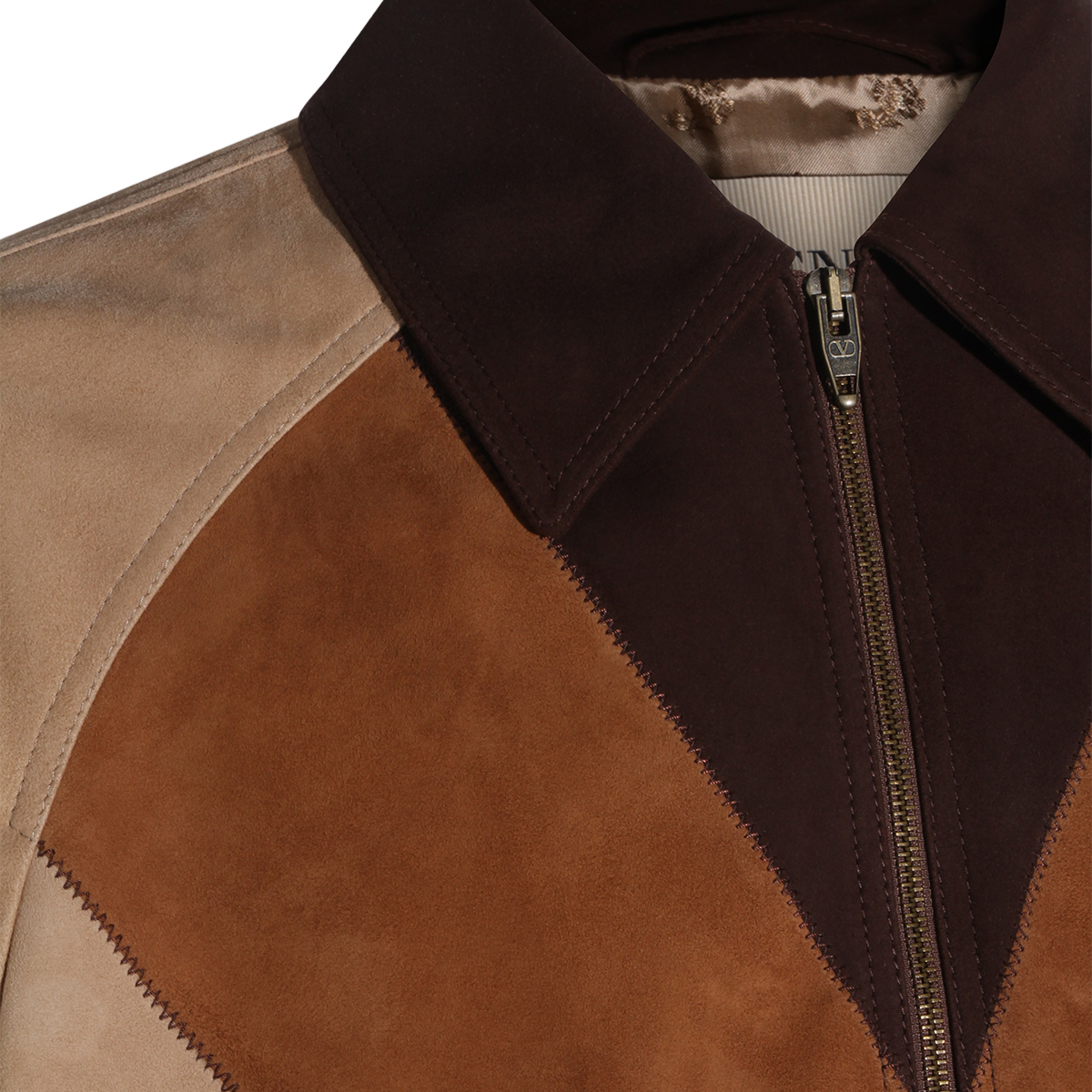 Structured Beige Jacket with High Collar