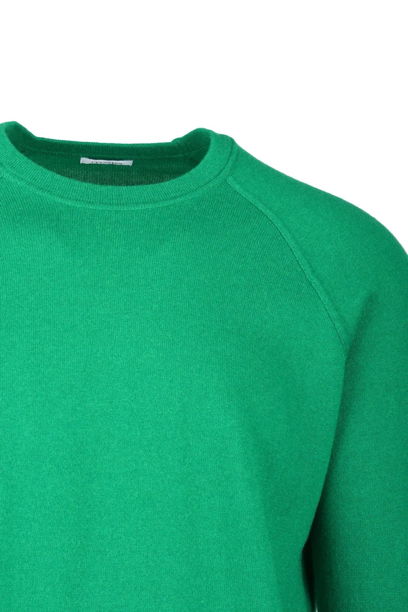 Green Cashmere Crew Neck Pullover Sweater