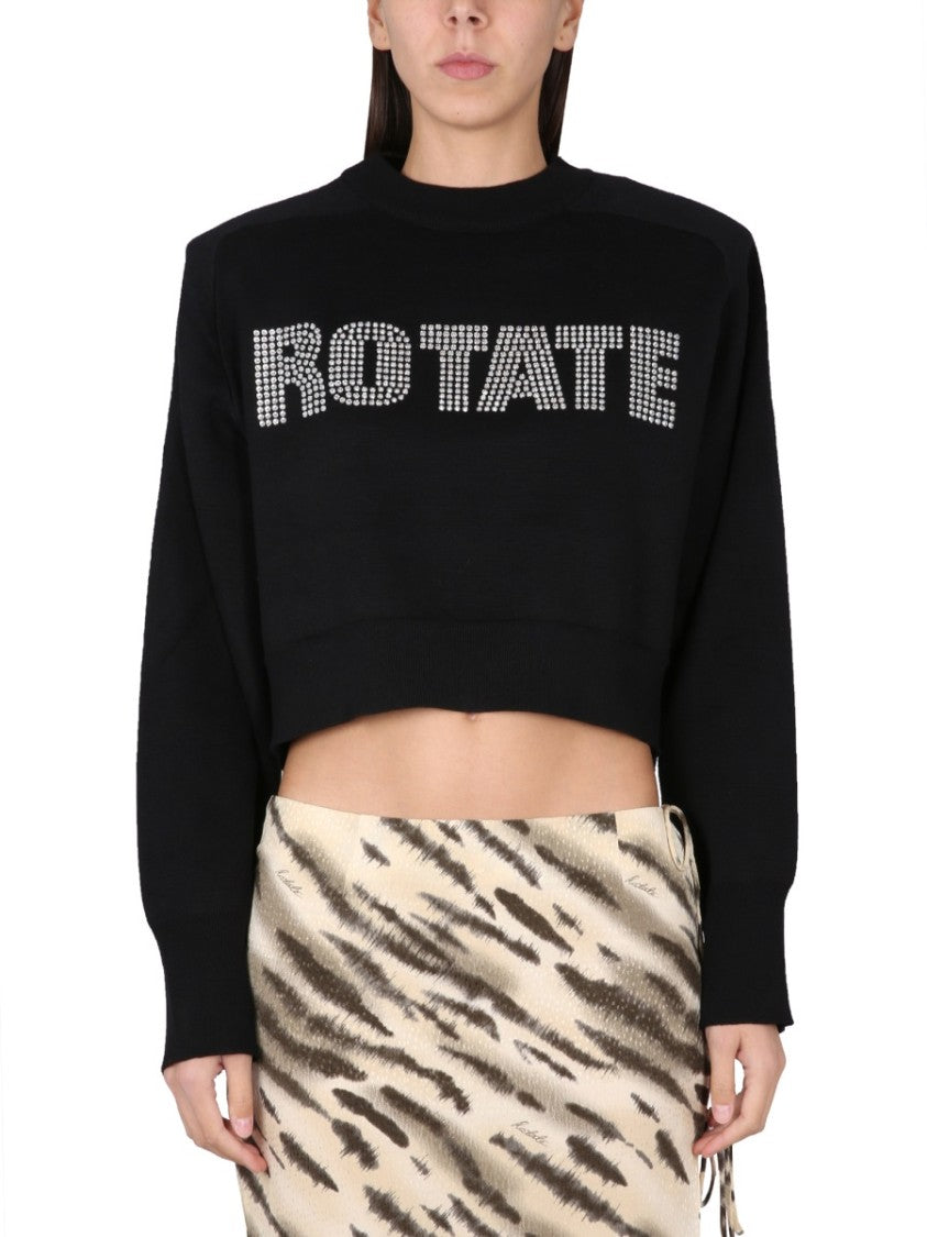 Rhinestone Logo Cropped Shirt