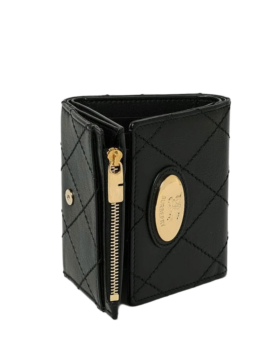 Diamond-Quilted Calf Leather Burberry Wallet