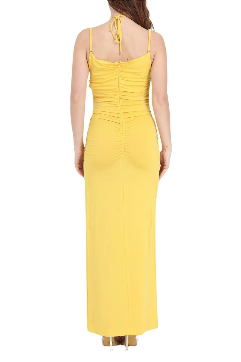Long Ruched Dress - Yellow