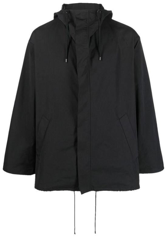 Boxy Cropped Black Jacket With Adjustable Hood
