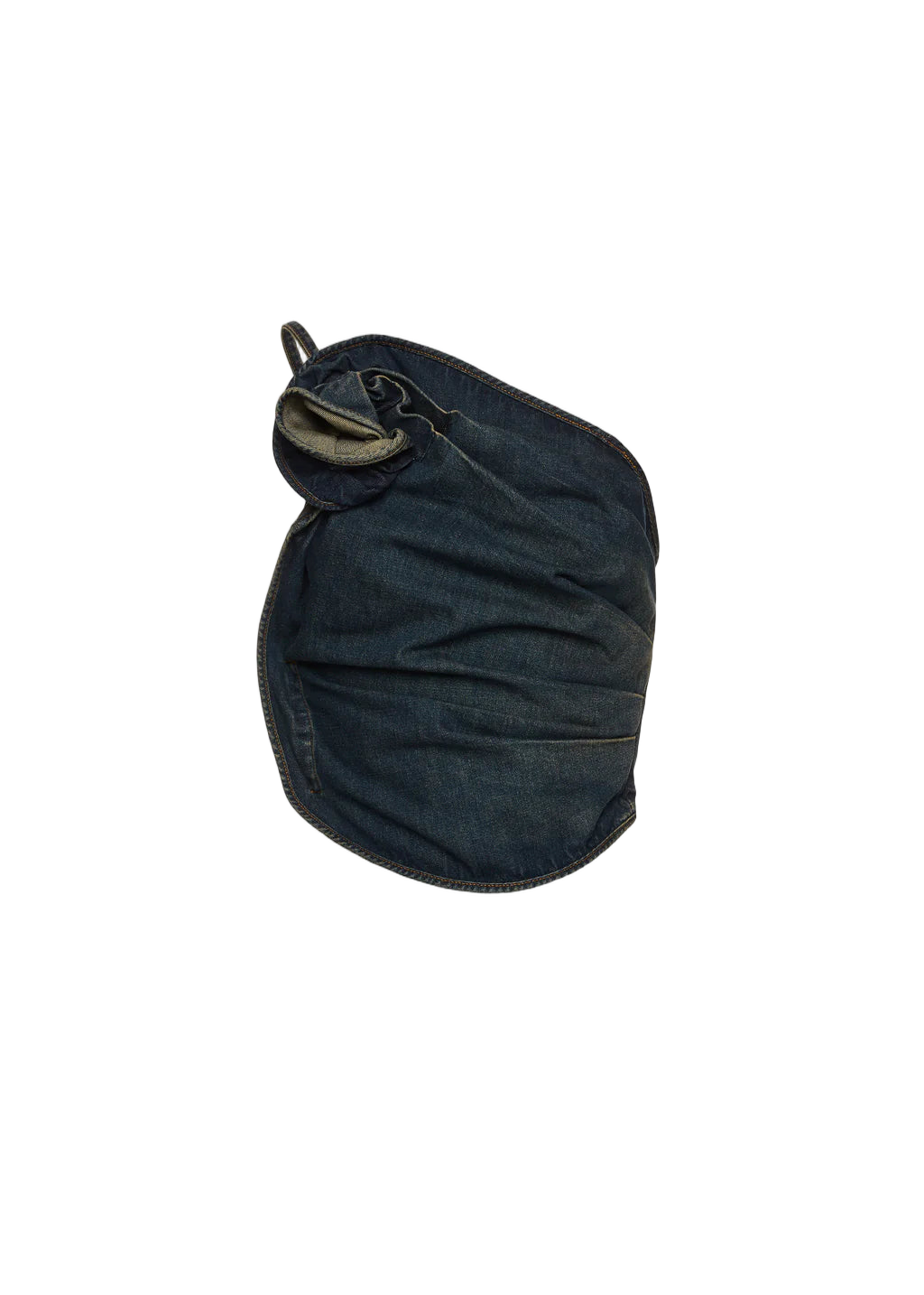 One-Shoulder Denim Blouse with Draped Silhouette