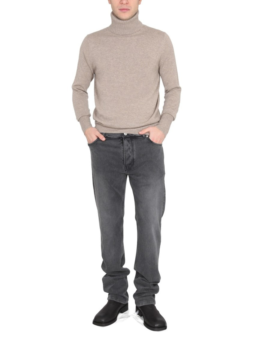 Cross-Neck Ribbed Cashmere Turtleneck Sweater