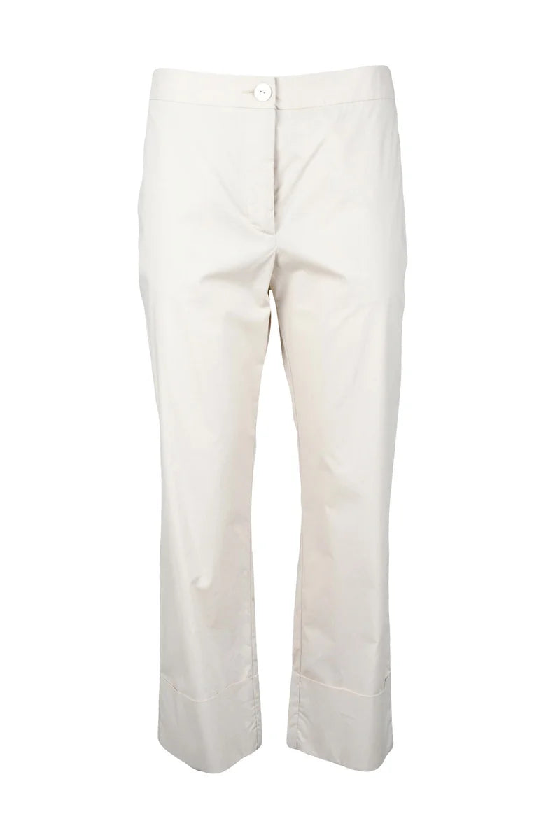 Cropped White Trousers with Straight Leg