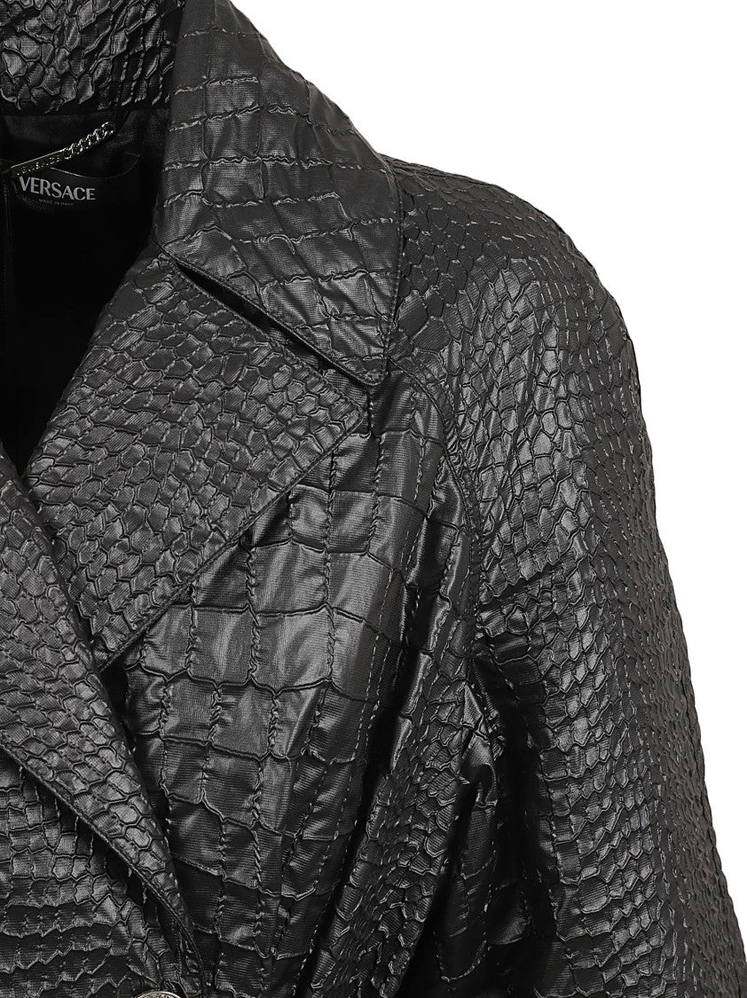 Textured Black Trench Coat