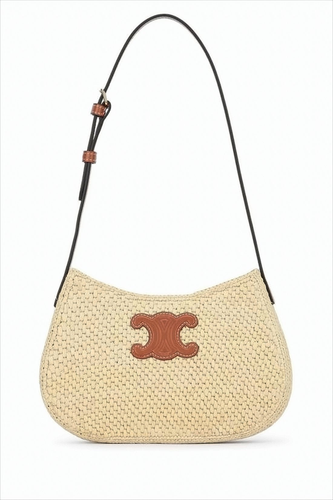 Curved Raffia Shoulder Bag