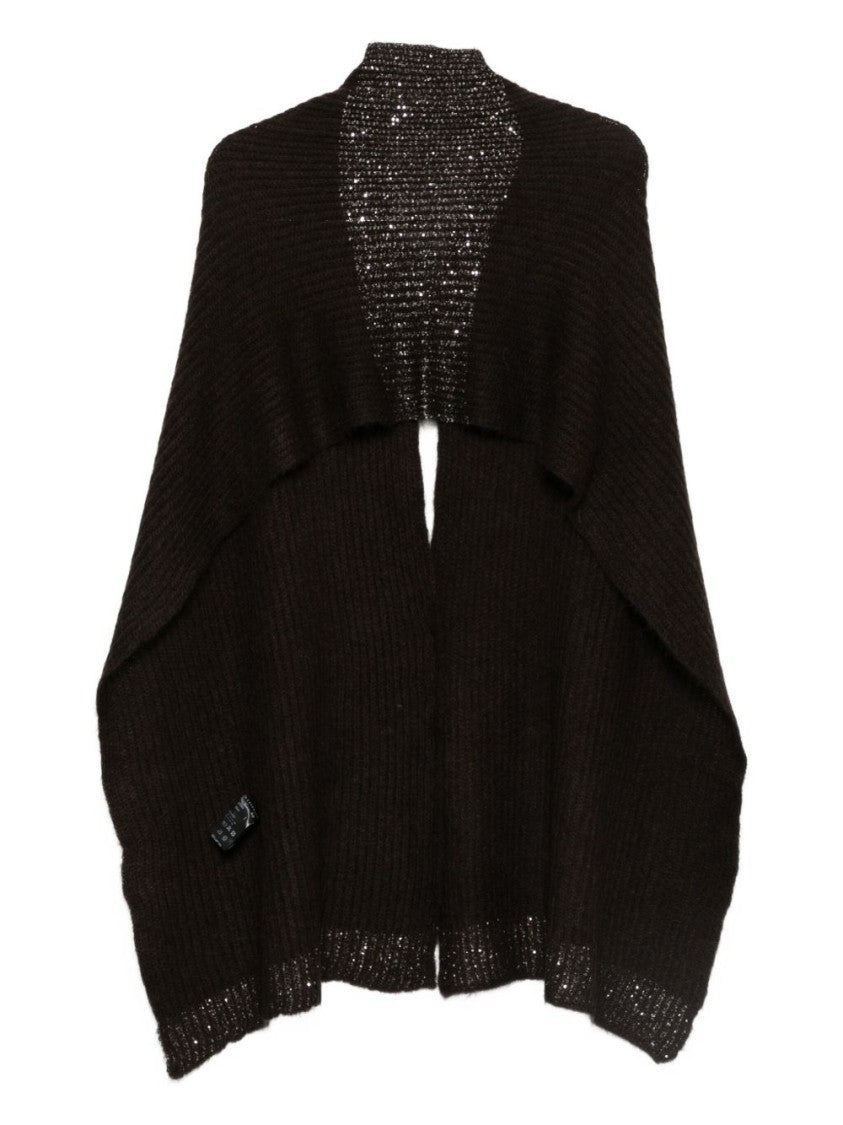 Open-Front Alpaca-Wool Blend Cardigan with Metallic Accents
