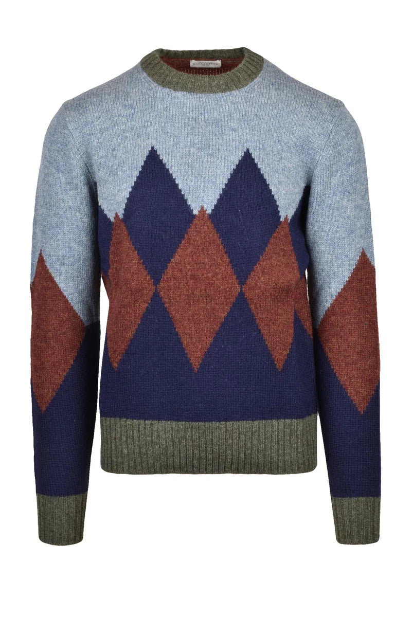 Wool Crewneck Pullover - Green/Blue