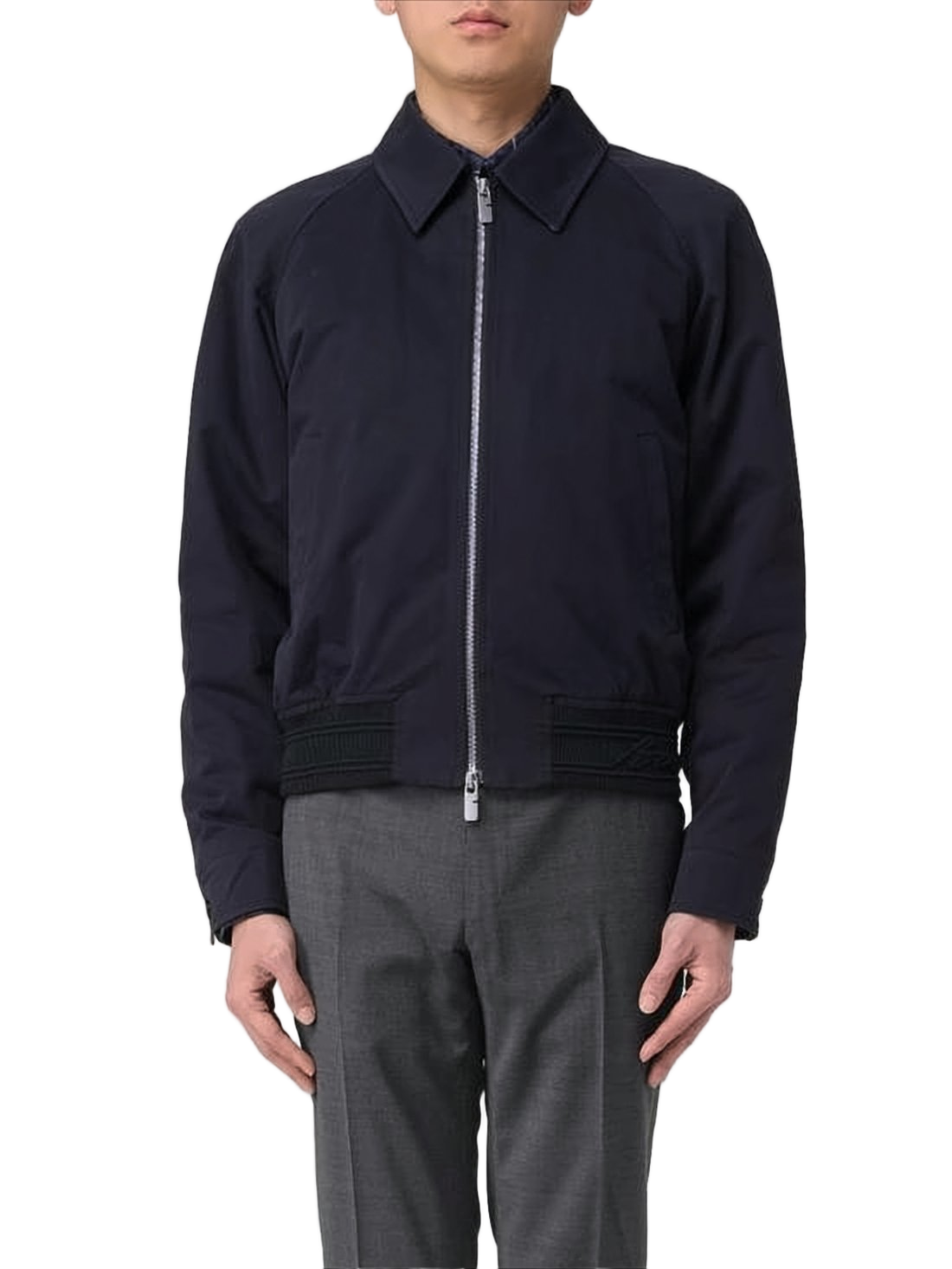 Structured Front-Zip Jacket with Pointed Collar