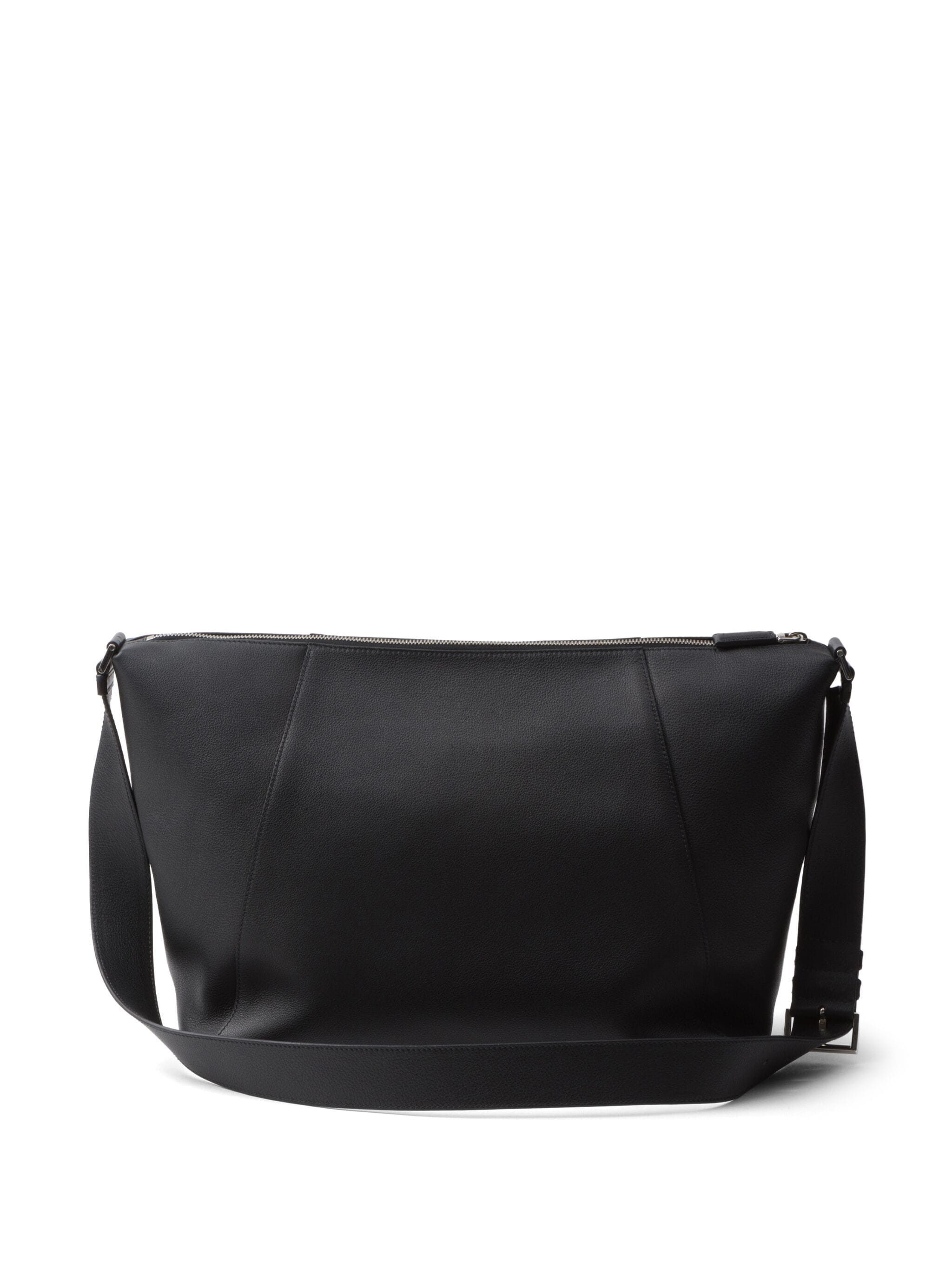 Black Bandoleira Soft Grain Leather Satchel