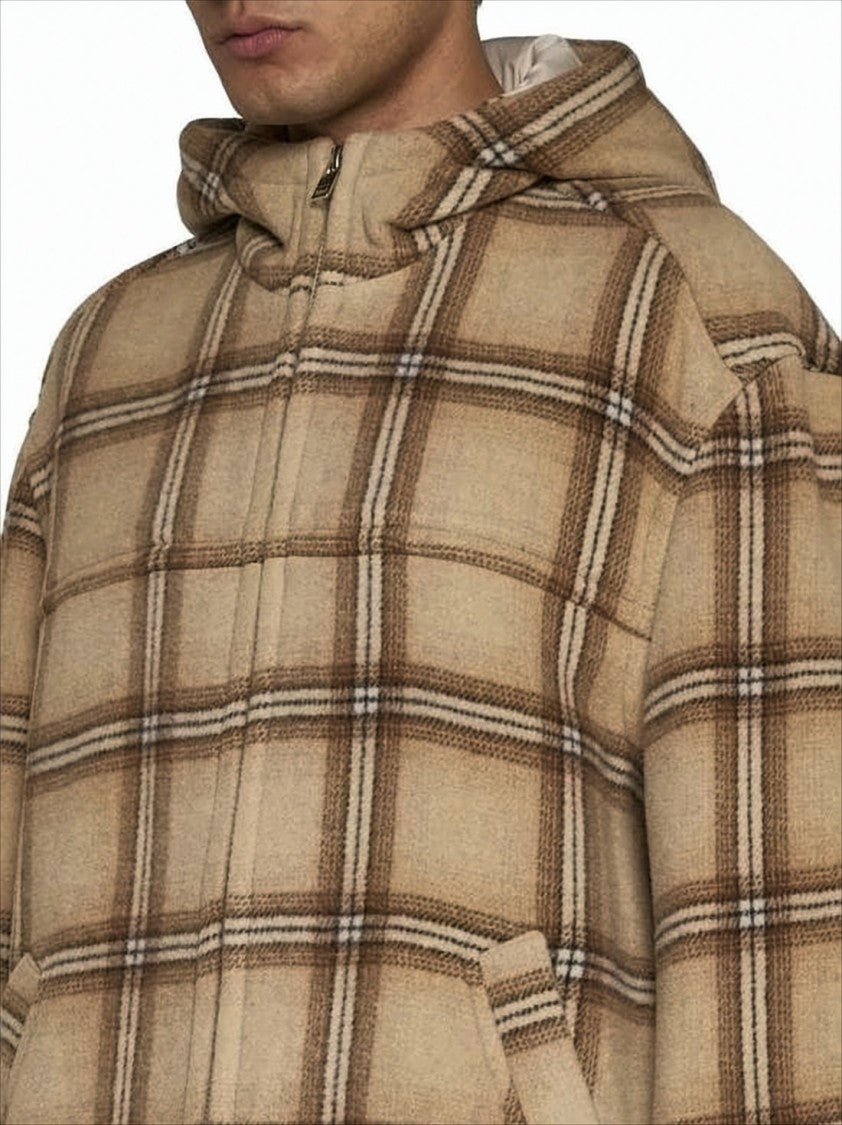 Boxy Plaid Padded Jacket