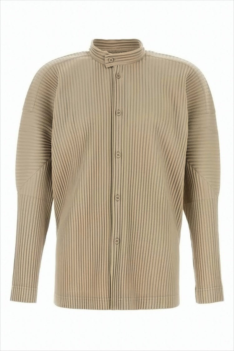Pleated Long-Sleeve Shirt With Sculptural Silhouette