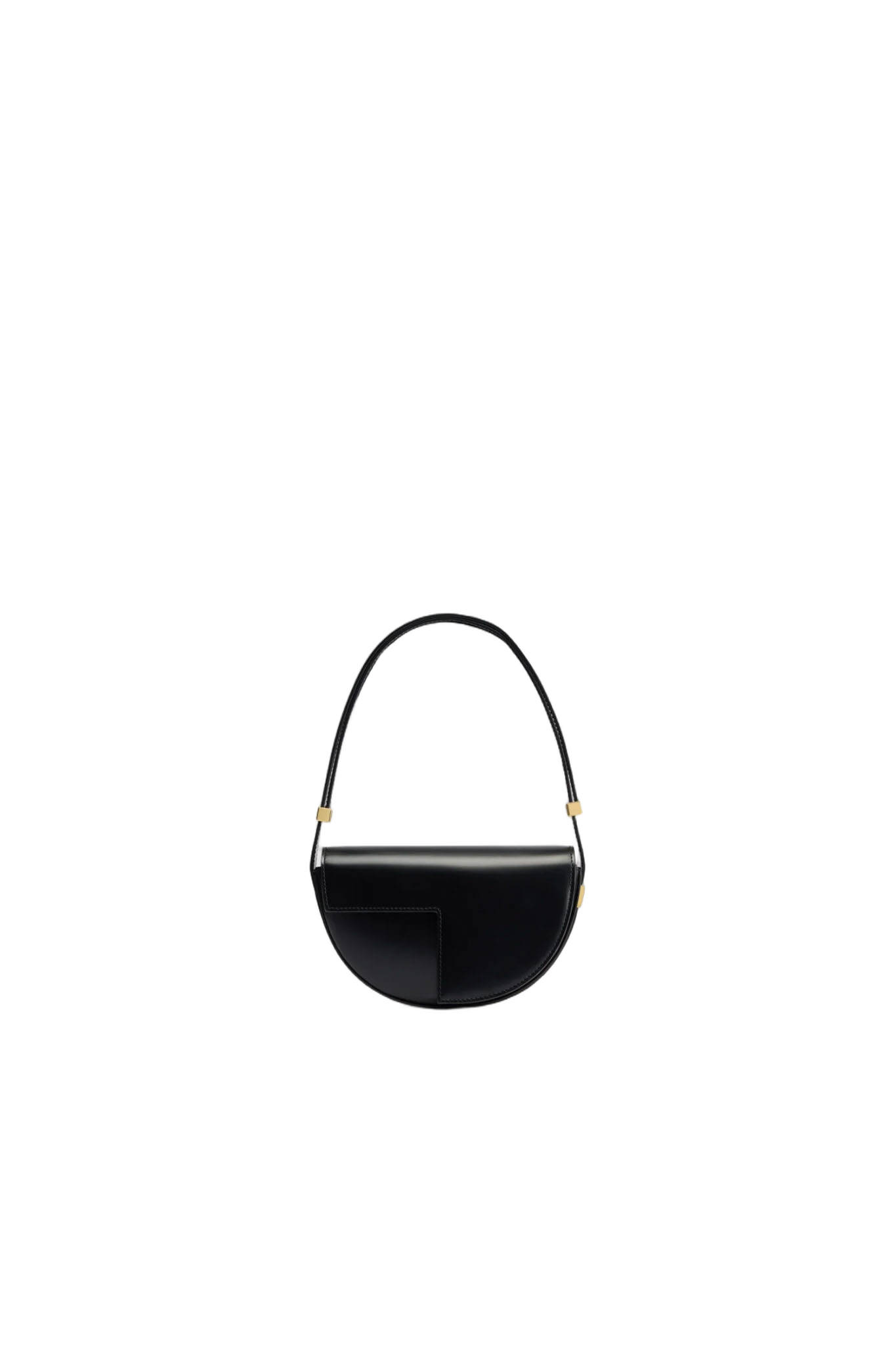 Half-Circle Black Handbag With Geometric Cut-Outs