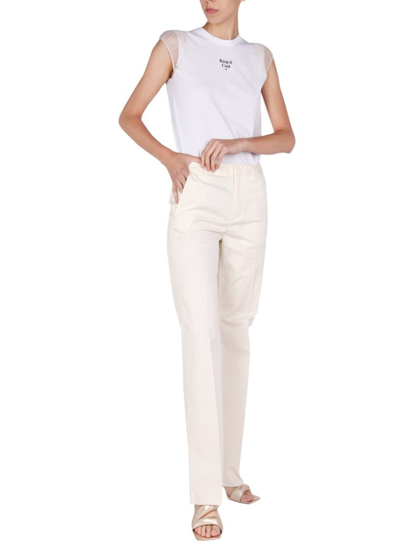 White T-Shirt With Sheer Mesh Sleeves