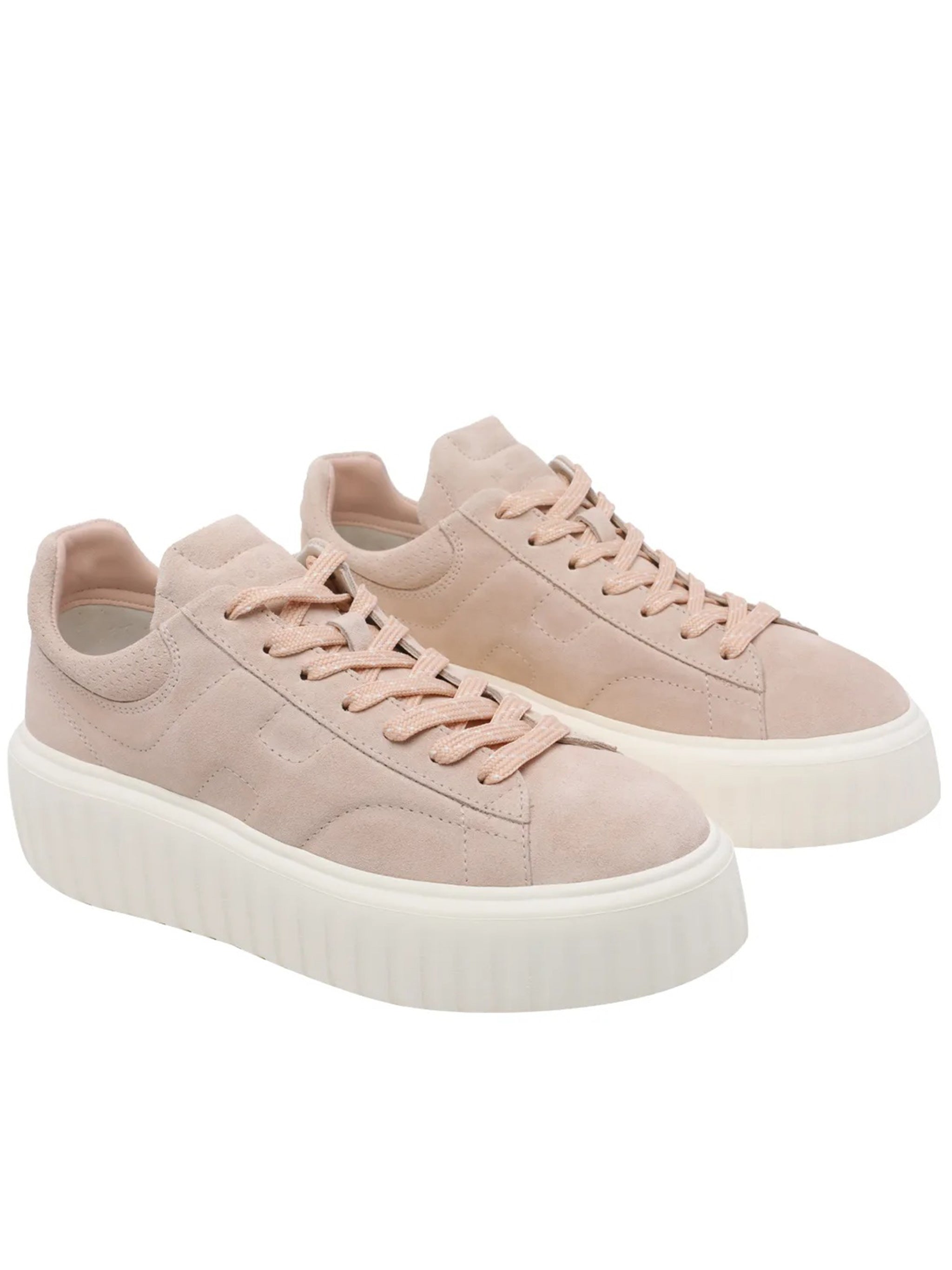 Blush Low-Top Suede Ribbed Sole Sneakers