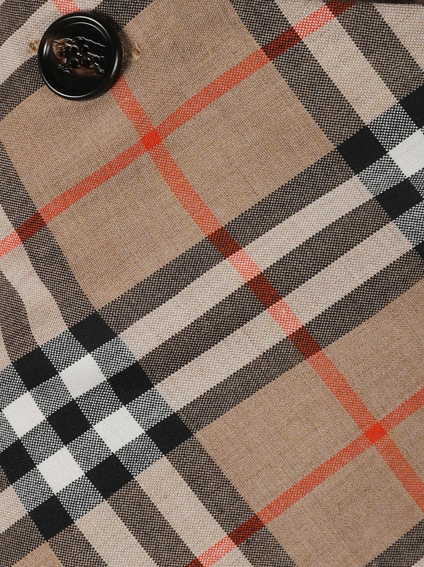 Plaid Pleated Skirt With Fringed Hem