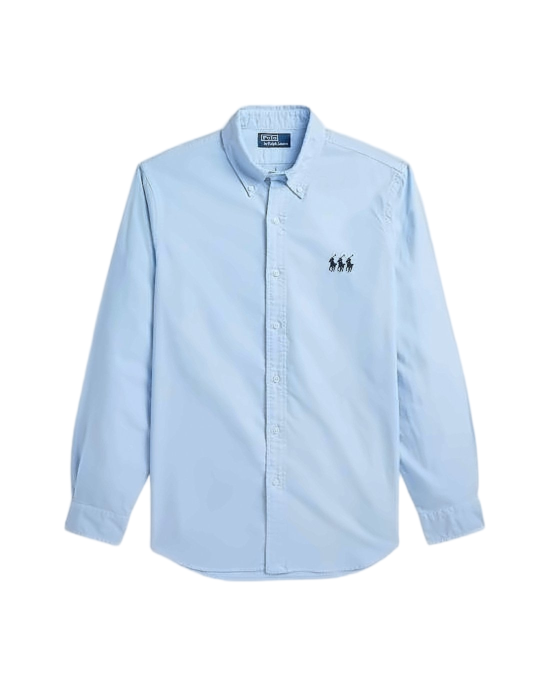 Light Blue Long-Sleeve Button-Up Shirt with Tailored Silhouette