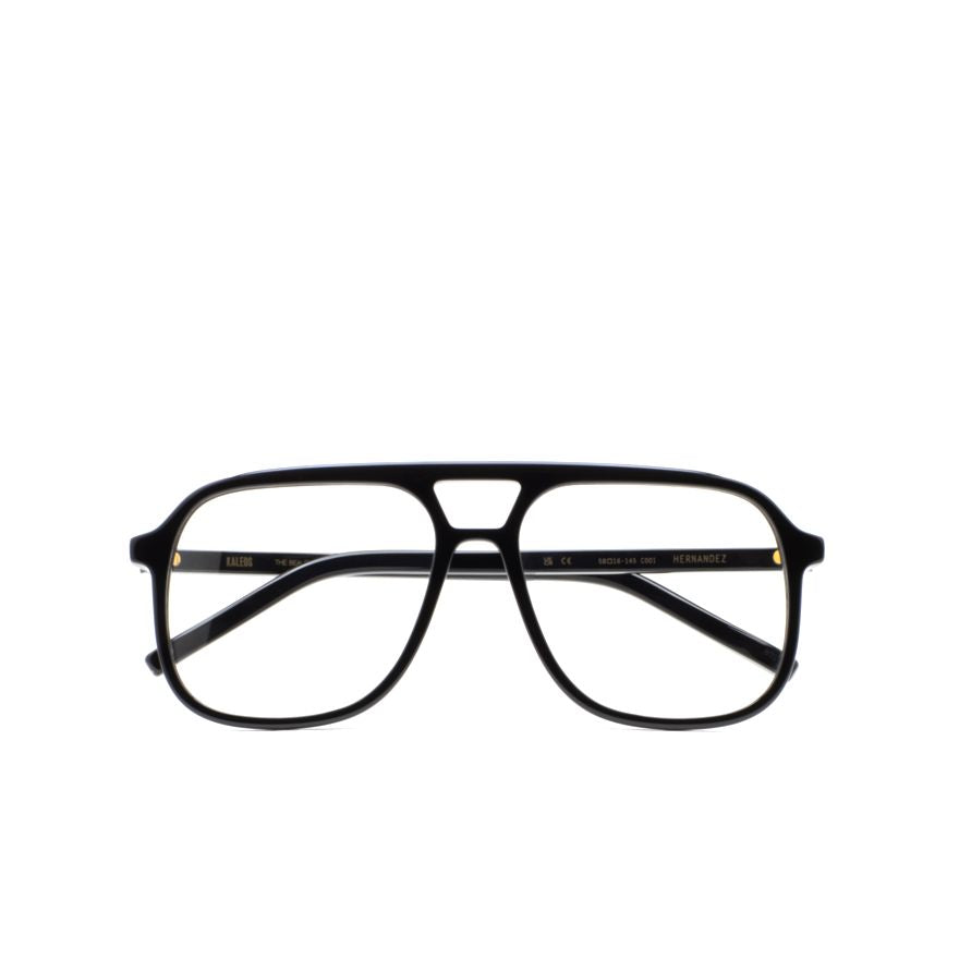 Hernandez Bold Black Plastic Eyeglasses with Double-Bridge Design