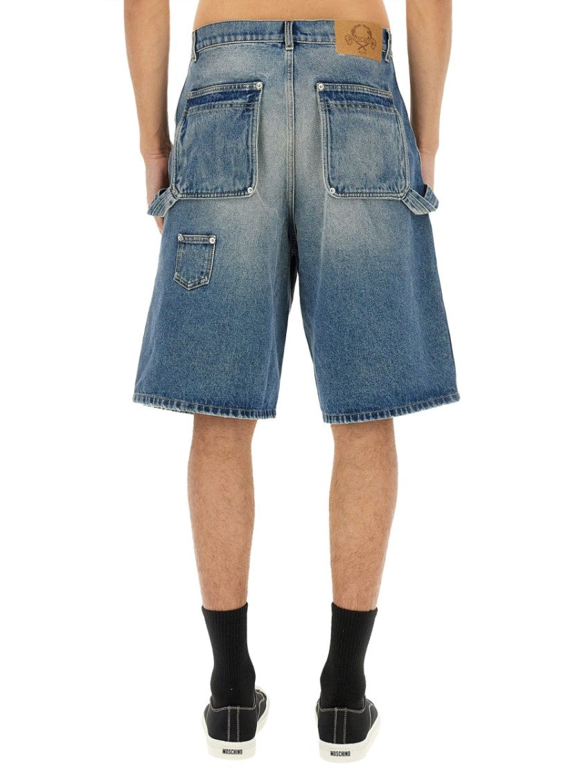 Denim Shorts With Faded Wash