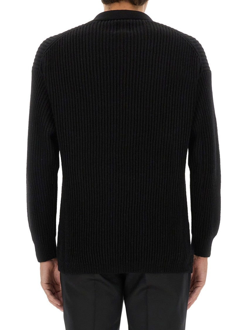 Ribbed Wool Jersey With Classic Collar