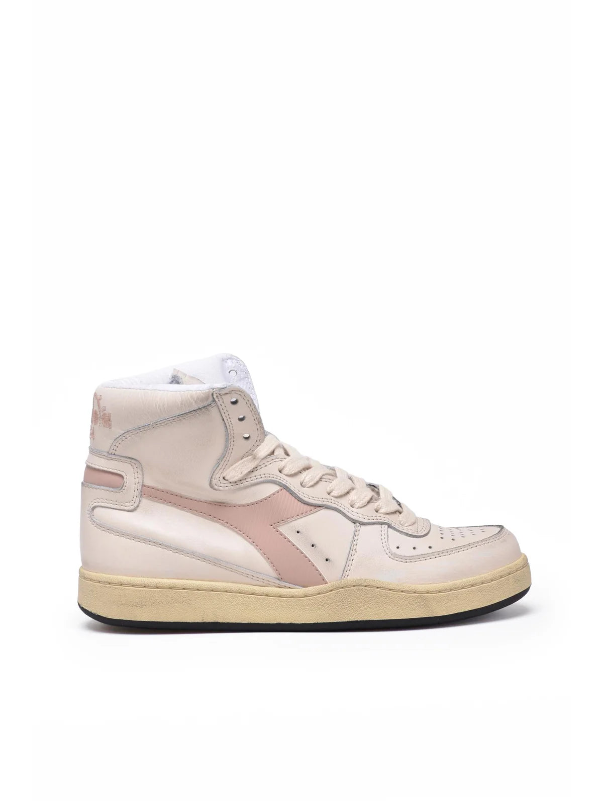 White Pink Leather Mi Basket Sneakers