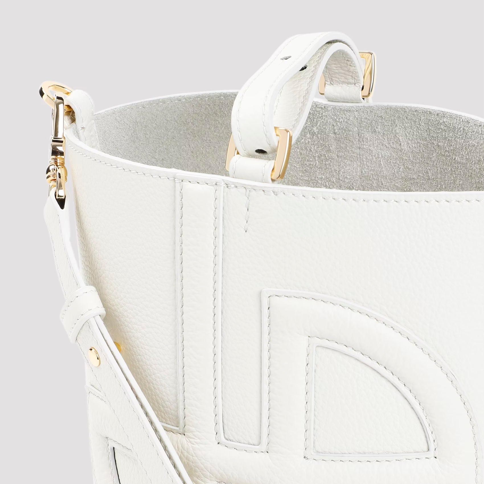 Grained Leather Bucket Handbag