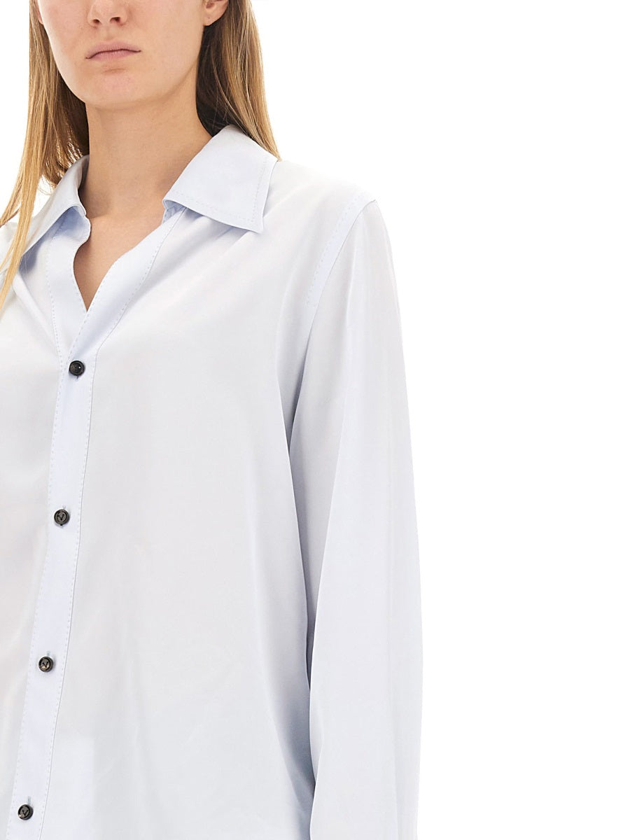 Twill Shirt with Classic Collar and Button-Down Front