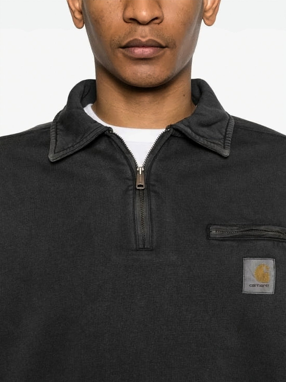 Pullover Half-Zip Sweatshirt with Textured Fabric