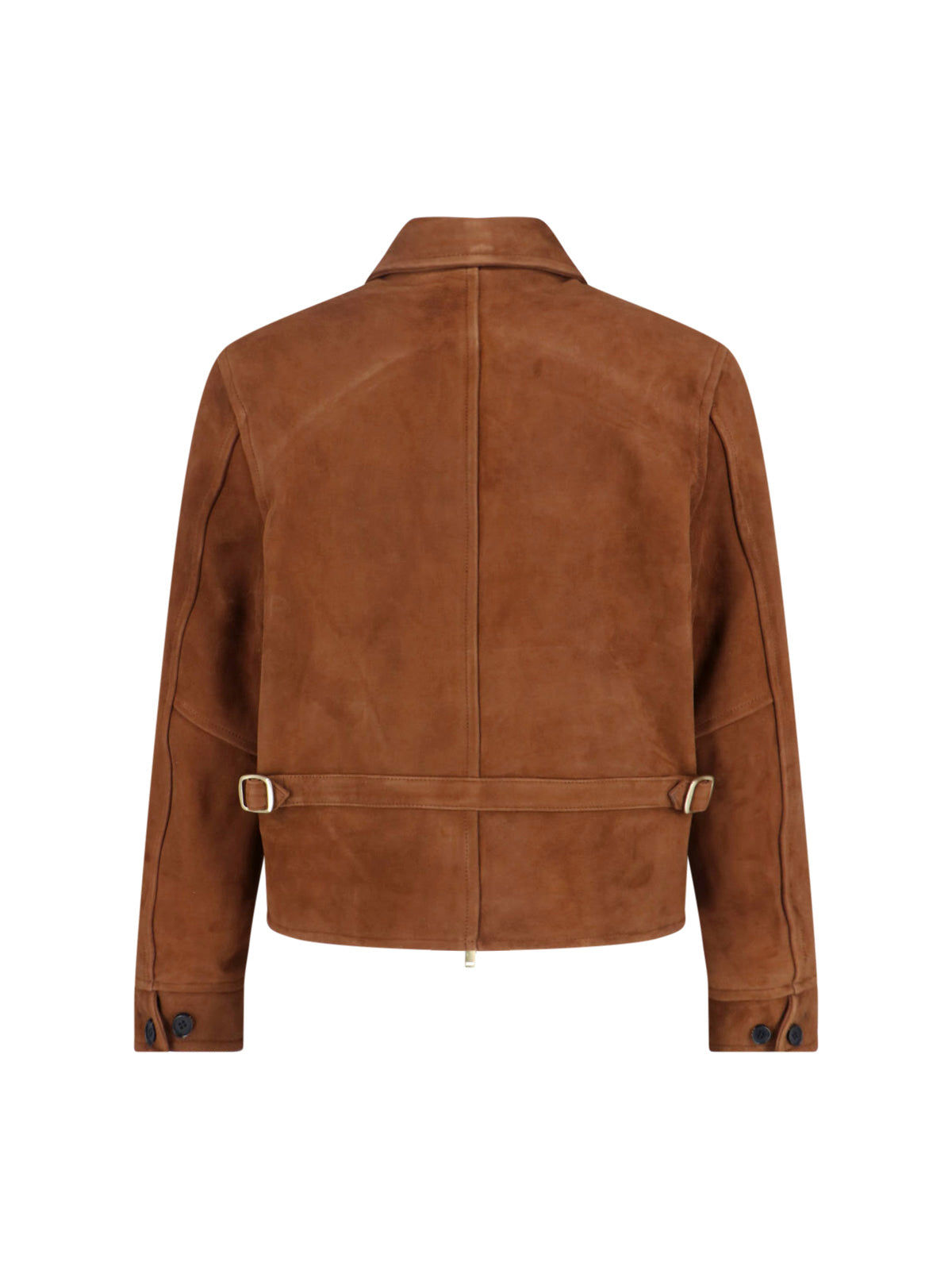 Structured Brown Jacket With Front Zipper Closure