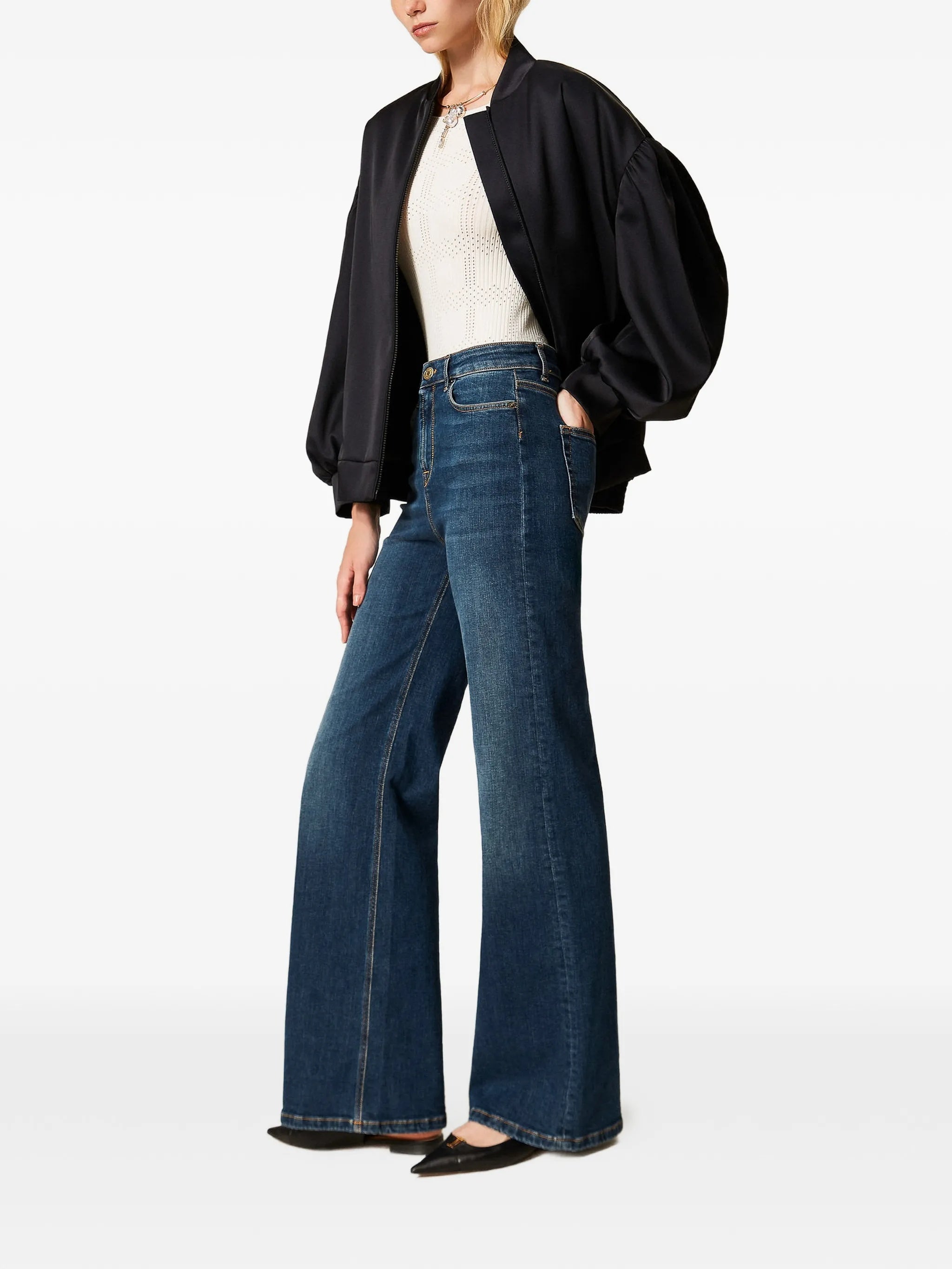Medium Blue Pantalone Wide-Leg Jeans
