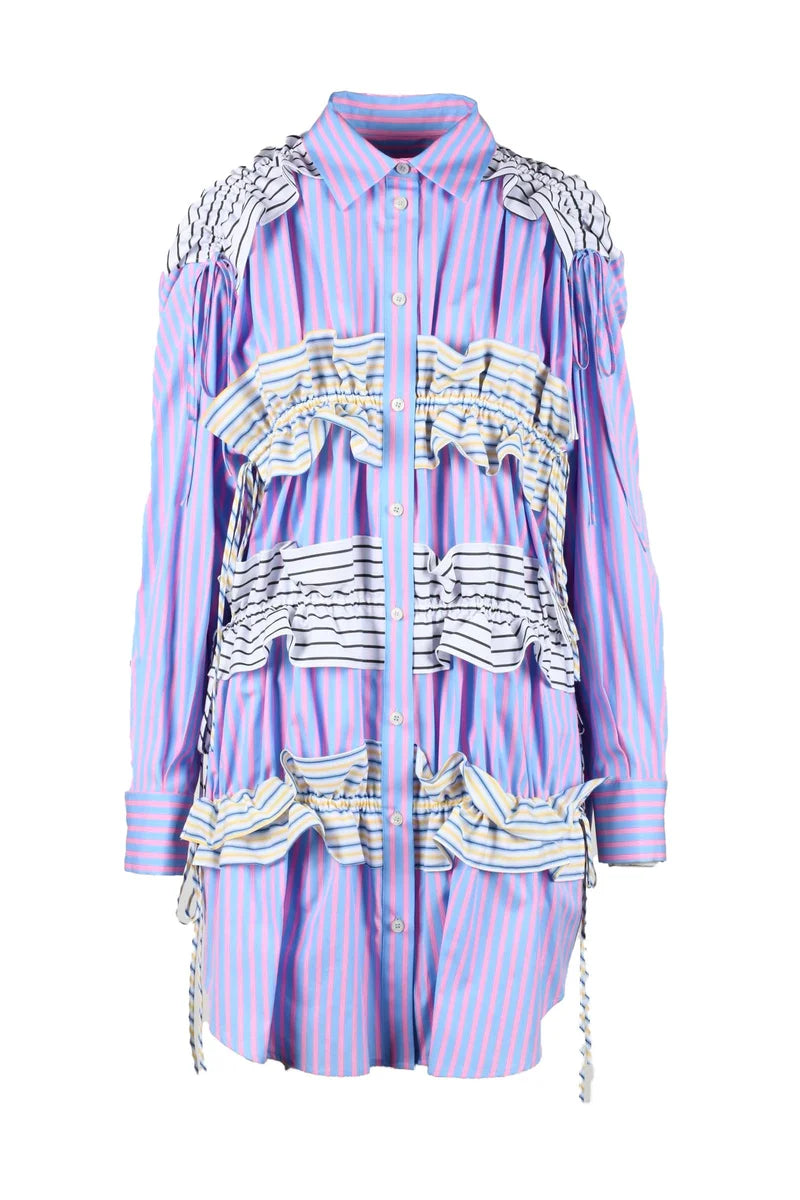 Shirtdress - Light Blue/Pink
