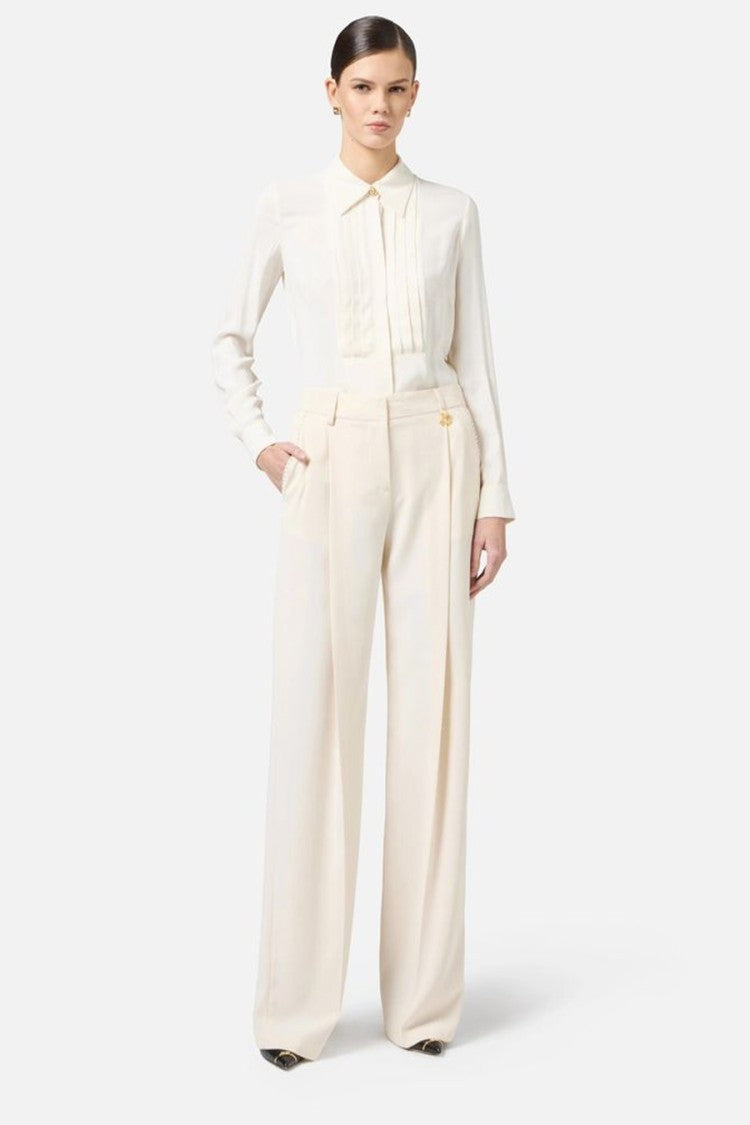 Tailored Beige Trousers With High Waist