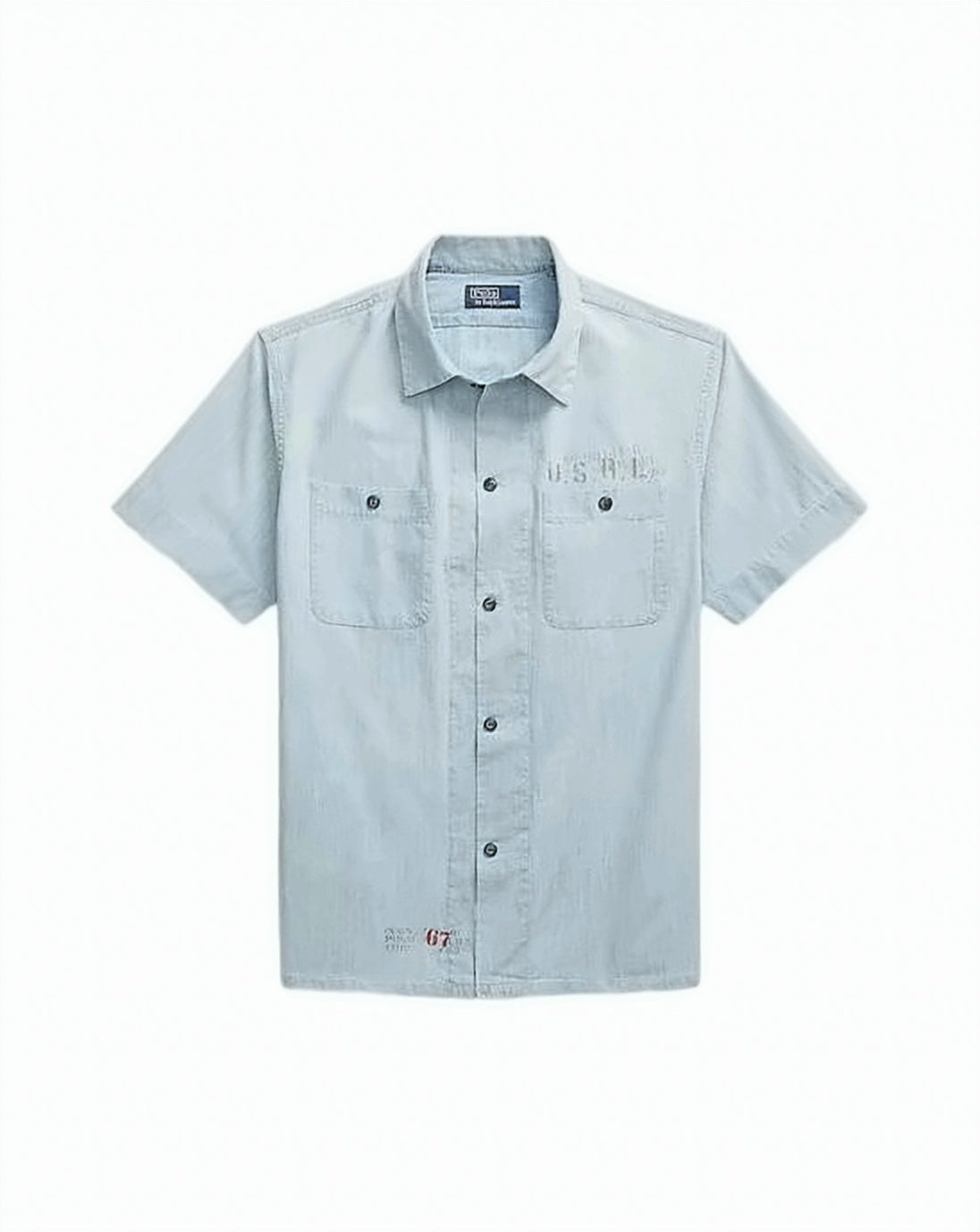 Short-Sleeve Button-Up Shirt with Classic Collar