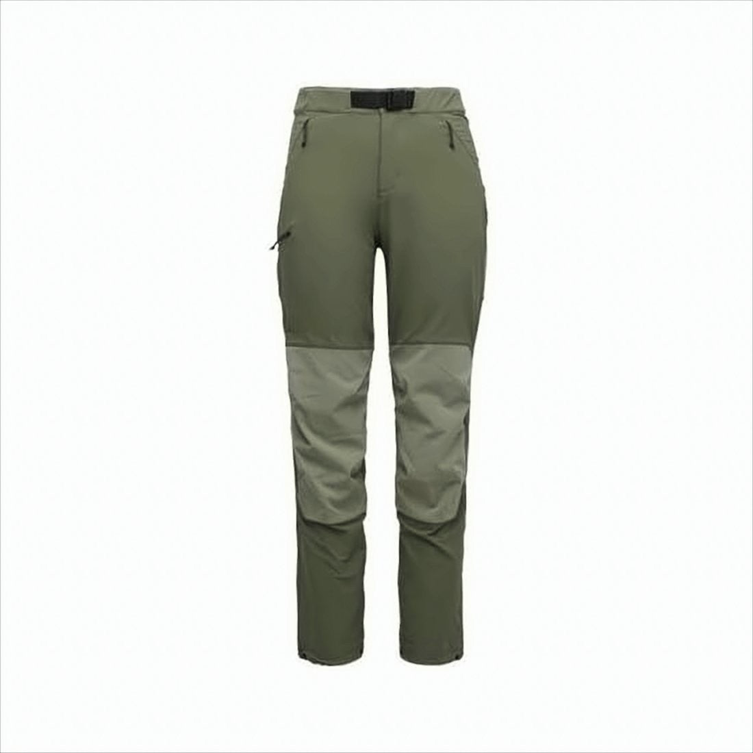 Two-Tone Straight Pants With Built-In Belt And Reinforced Areas