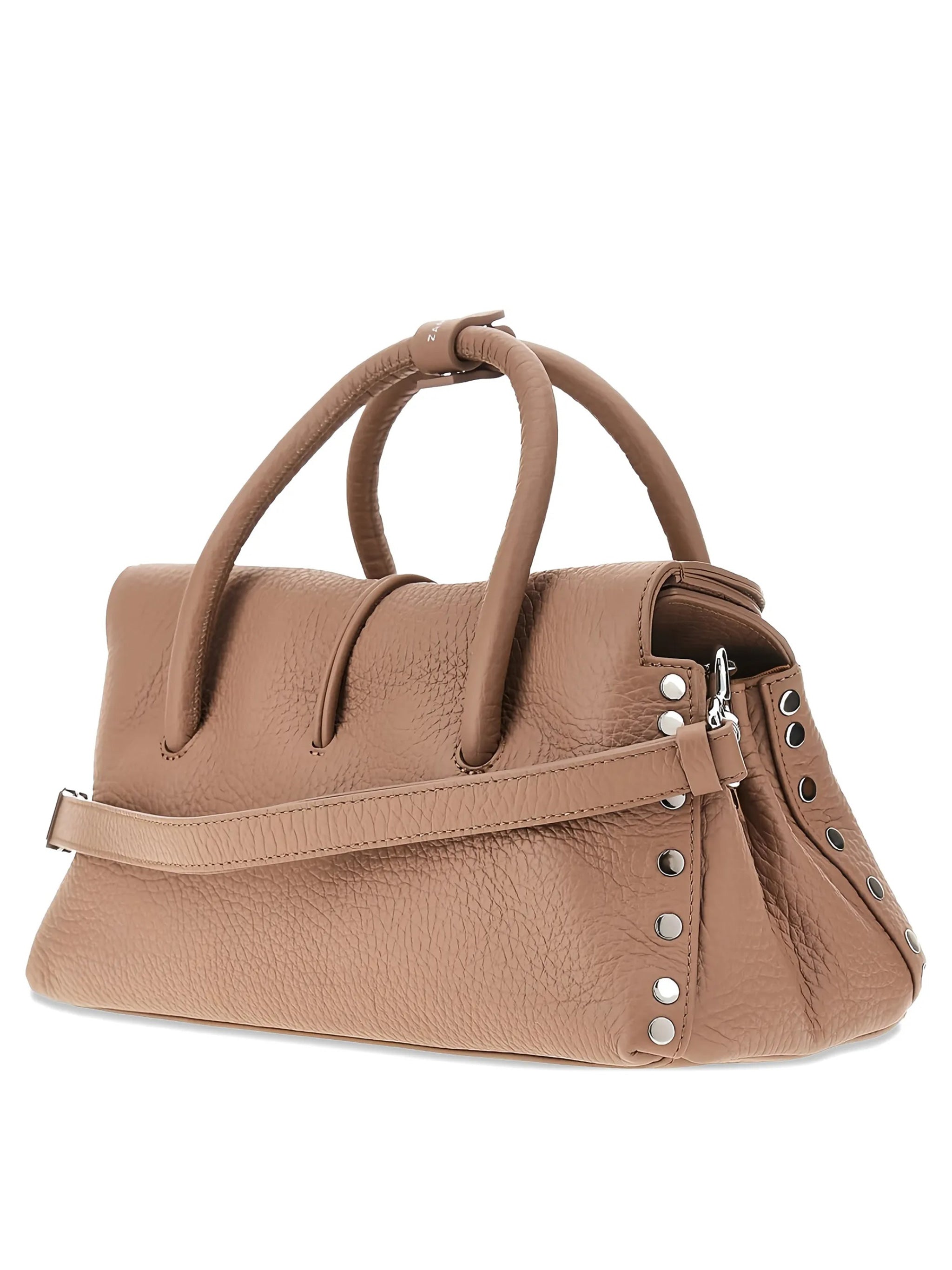 Brown Dotta Centauro Pebbled Leather Handbag