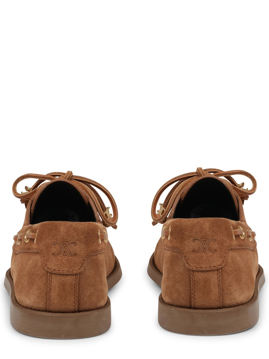 Brown Calf Leather Moccasin Shoes With Decorative Lace