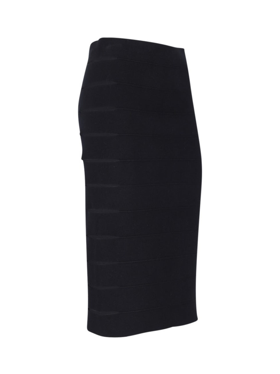 Midi Pencil Skirt In Black Fabric