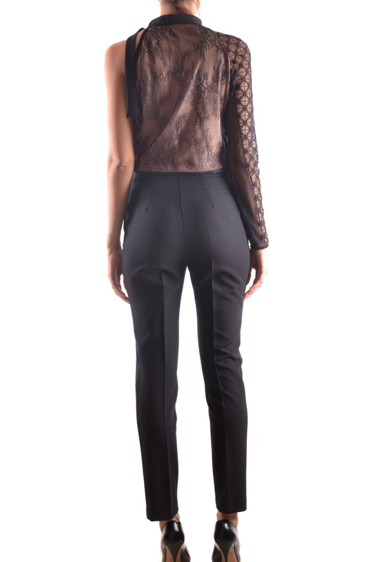 Asymmetrical Lace Top Ensemble With Tailored Pants